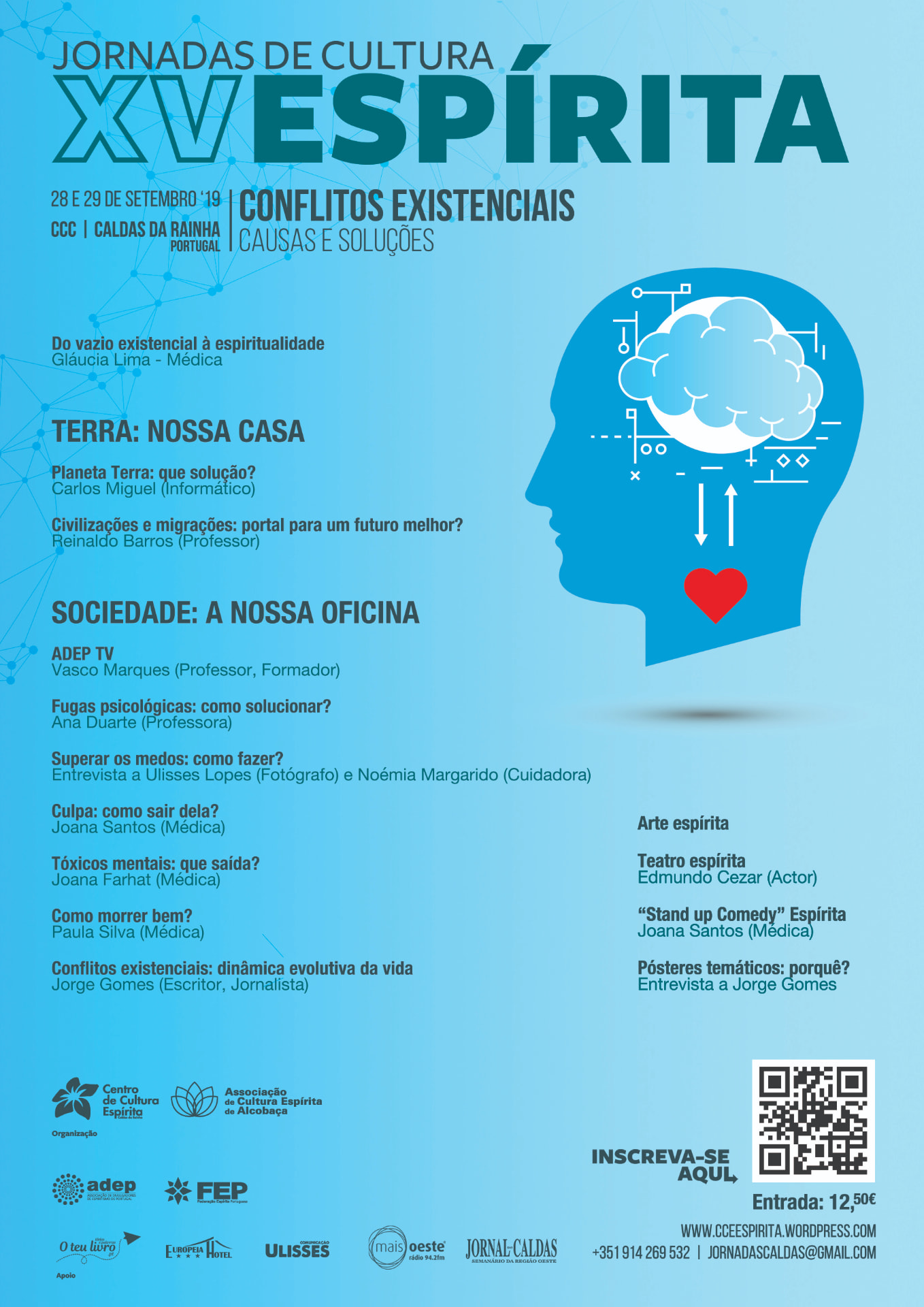 Cartaz das Jornadas de Cultura Espírita 2019 — Conflitos existenciais: causas e soluções