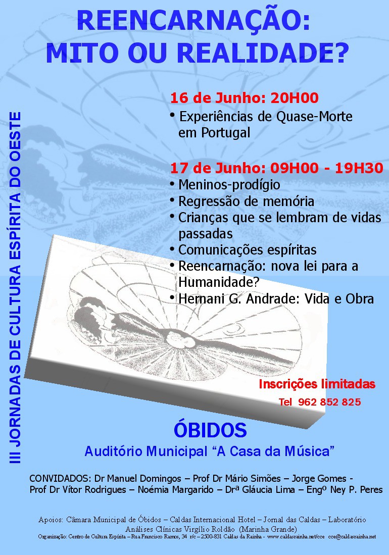 Cartaz das Jornadas de Cultura Espírita 2006 — Reencarnação: Mito ou Realidade